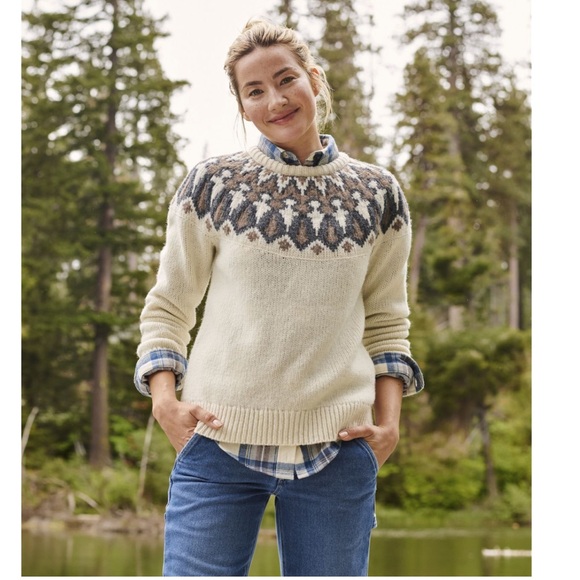 L.L. Bean Sweaters - L.L. Bean women's Bean's Classic Ragg Wool Sweater, Crewneck Fair Isle